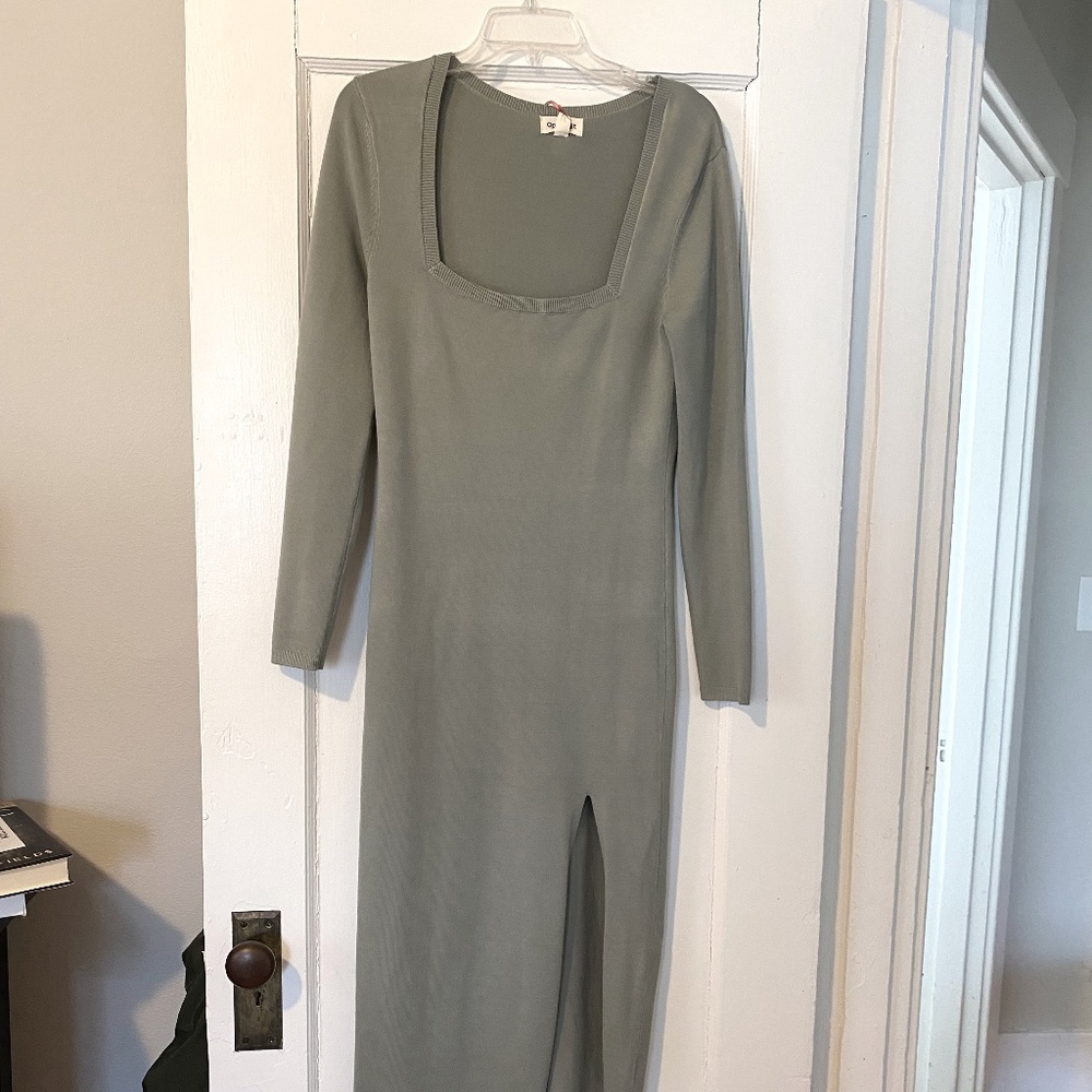 Open Edit Square Neck Fitted Dress